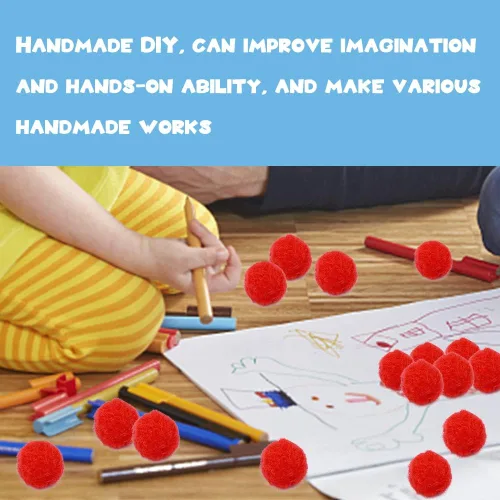 Miniatura 8 de MORFEN 150 piezas de pompones, pompones rojos de 1 pulgada para manualidades, pompones esponjosos y bolas de pompón pequeñas para proyectos