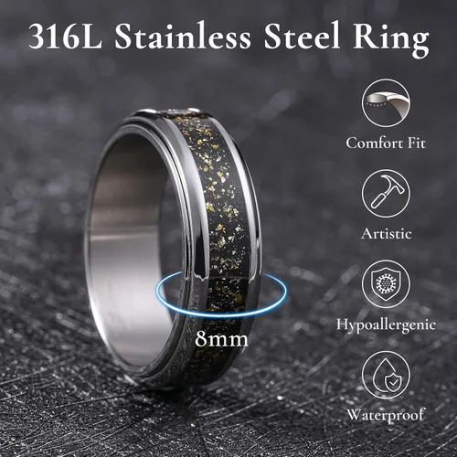 Miniatura 61 de King Will Anillo giratorio de acero inoxidable 316L para hombres y mujeres, 0.315 in de dragón/nudo celta, anillo para ansiedad para aliviar