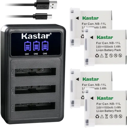 Miniatura 7 de Kastar Paquete de 3 baterías NB-11L y cargador USB triple LCD compatible con Canon NB-11L, NB-11LH, Canon CB-2LD, cargador CB-2LF, Canon IXUS 245