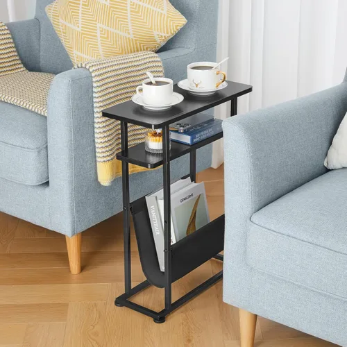 Miniatura 7 de Mesa auxiliar estrecha y pequeña para espacios pequeños, mesa auxiliar delgada con revistero, mesa auxiliar estrecha para sala de estar, sofá