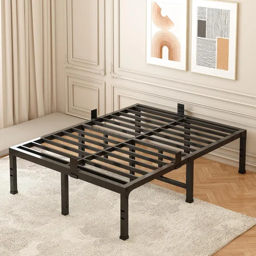 Miniatura 13 de FUIOBYVV Marcos de Cama Individual, Marco de Cama de Plataforma de Metal Resistente de 18 Pulgadas Tamaño Individual Soporta Hasta 3500 Libras, No