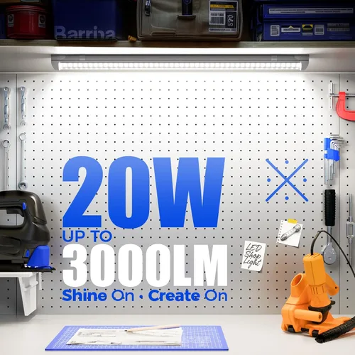 Miniatura 2 de Barrina Luces LED para tienda de 2 pies, 20 W, 3000 lúmenes, 5000 K, lámpara LED T8, cubierta transparente, luz de techo y tienda de servicios