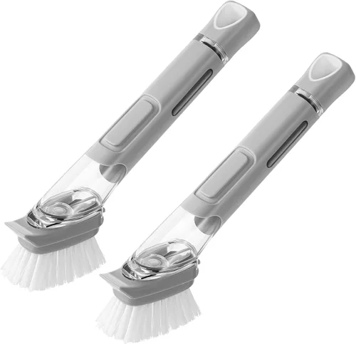 Miniatura 7 de SUBEKYU Cepillos para platos con dispensador de jabón, cepillos para fregar platos de cocina con asa, limpiadores de limpieza para platos, sartenes