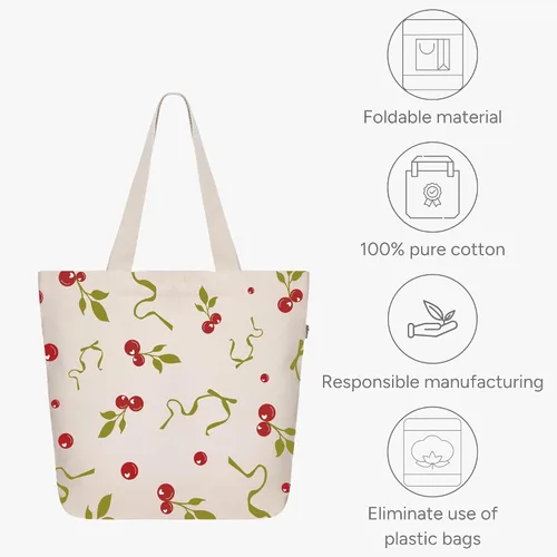 Miniatura 78 de Ecoright Bolsa de lona estética para mujer, bolsa grande con cremallera y bolsillo, bolsa de mano para mujer, para yoga, trabajo, playa