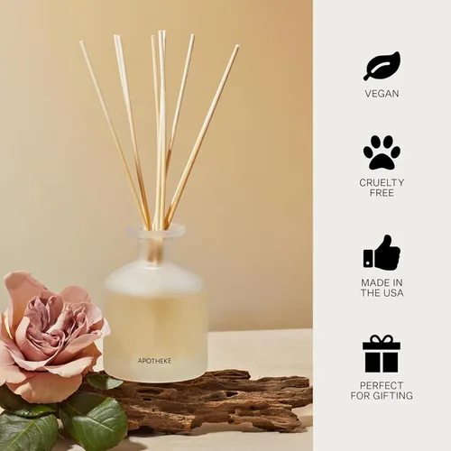 Miniatura 7 de Apotheke Difusor de varillas perfumado de lujo para el hogar, Santal Rock Rose - Aromaterapia de aceite esencial de 6.7 onzas líquidas - Difusor