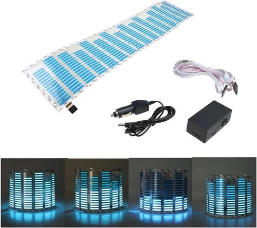 ESUPPORT etiquetas adhesivas para auto con sensor de sonido y música, luz LED, ecualizador, resplandor azul, 45 x 11 cm / 17.7 x 4.3 pulgadas