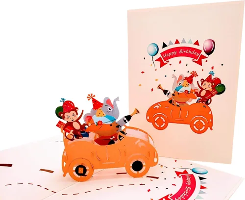Miniatura 2 de iGifts And Cards Tarjeta emergente de fiesta de cumpleaños de la selva de 5 x 7 pulgadas – Divertido saludo 3D de celebración de animales