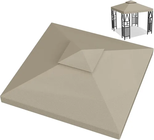 Miniatura 11 de Cubierta de repuesto para toldo de 10 x 10 pies, doble nivel, con 12 velcros, nailon impermeable con protección UV, refugio al aire libre para Verde