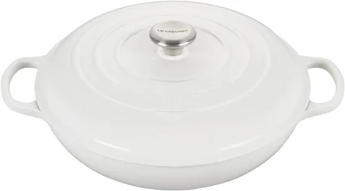 Le Creuset Signature Cacerola de hierro fundido esmaltado, 5 cuartos de galón, color blanco