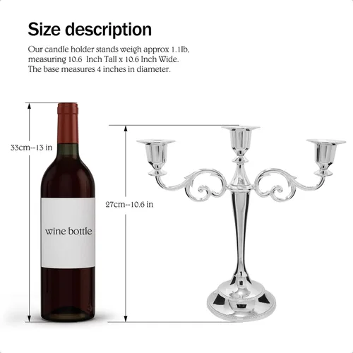Miniatura 2 de Portavelas de metal de 3 brazos para eventos formales, boda, iglesia, decoración festiva, Halloween – Soporte elegante para velas cónicas, pieza