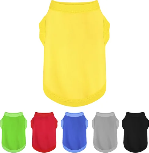 Miniatura 17 de Paiaite 6 piezas de camisa lisa para perro, camisas sin mangas de algodón para cachorros, ropa transpirable para mascotas, camiseta sin mangas