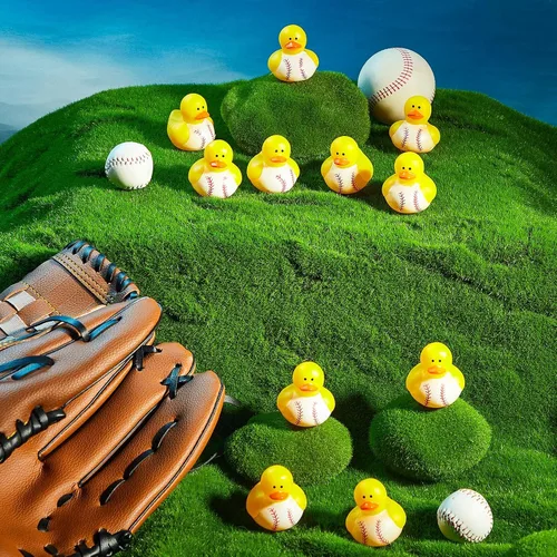 Miniatura 3 de Deekin 24 patos de goma de 2 pulgadas, recuerdos de fiesta deportiva a granel para eventos de equipo, suministros de fiesta de cumpleaños, regalo