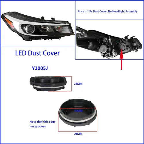 Miniatura 4 de 1 unidad YEHOLTE para Kia Cerato Forte 3 Pro 2019 2018 Faro Cubierta Antipolvo Bombilla LED Extensión Tapa Faro Lámpara Plug Shell 2009-2020