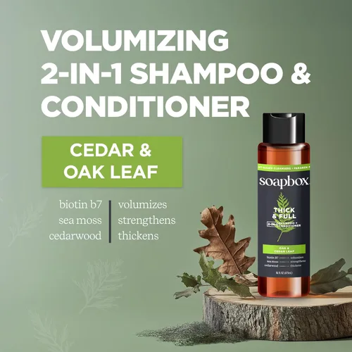 Miniatura 2 de Soapbox Paquete variado de champú y acondicionador 2 en 1 para hombre, 1 cuidado del cuero cabelludo y 1 grueso y completo, ingredientes limpios