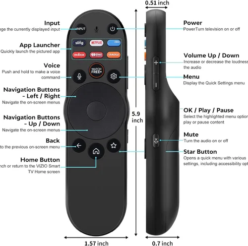 Miniatura 7 de Control remoto por voz para VIZIO-Smart-TV, reemplazo remoto, XRT270 Control de voz universal para VIZIO SmartCast D/P/M/V Series 4K Quantum Smart