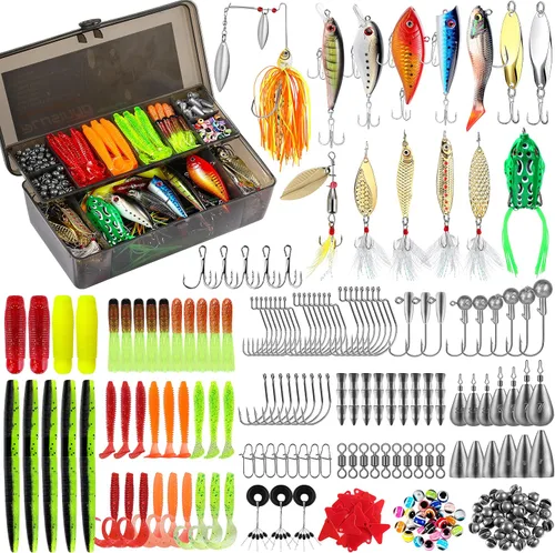 Miniatura 13 de PLUSINNO Señuelos de Pesca Caja de Aparejos de Pesca Regalos de Pesca para Hombres, Lubina, Trucha Kit de Accesorios de Pesca para Agua Salada