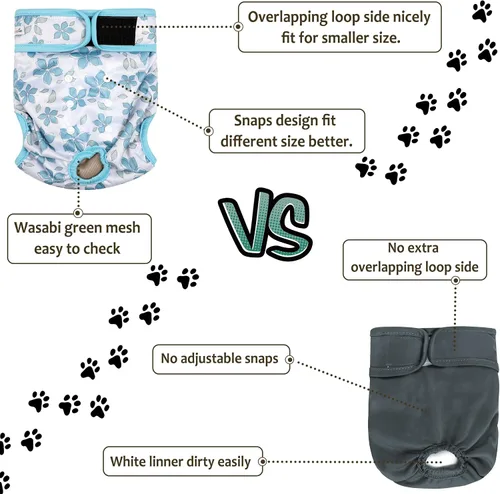 Miniatura 27 de Pañales lavables para perros, para hembras caninas, reutilizables, para periodo de celo, altamente absorbentes, para incontinencia, con broches