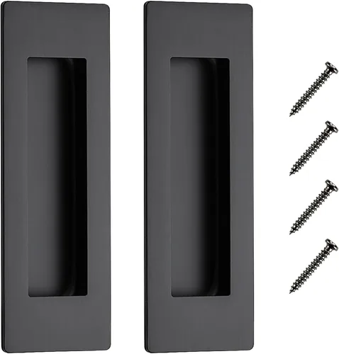 JOY DECOR Paquete de 2 manijas de bolsillo para puerta, tiradores rectangulares empotrados de 5.9 pulgadas para puertas corredizas de armario y