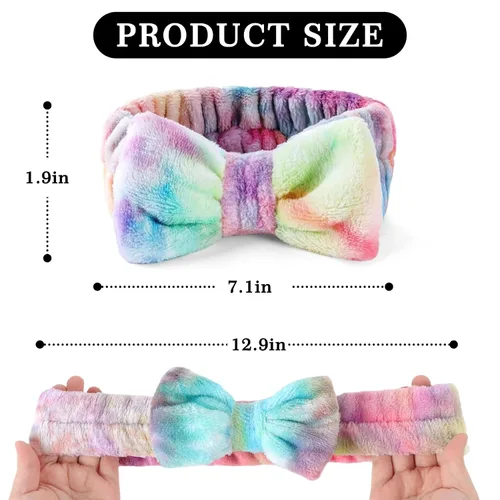 Miniatura 4 de LADES Diadema suave para el cuidado de la piel, tela ajustable, cómoda y elástica, bonitos patrones para maquillaje, facial, antideslizante, diadema