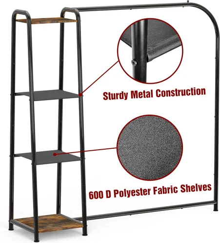 Miniatura 2 de Simple Houseware Perchero de ropa resistente con 4 estantes, organizador portátil de armario para colgar ropa, negro