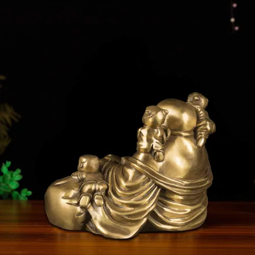 Miniatura 5 de BRABUD chino Fengshui riendo Buda sentado con 5 niños estatua atrayendo felicidad en la colección de decoración de la familia ZD066