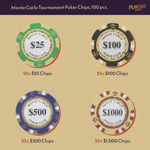 Miniatura 2 de Tournament - Fichas de póquer compuestas de arcilla Monte Carlo a granel – 0.48 oz de calidad de casino de lujo con incrustaciones holográficas