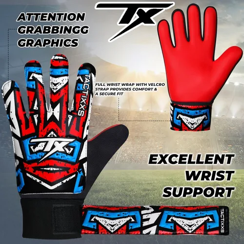 Miniatura 18 de Guantes de portero de fútbol para niños y jóvenes, guantes de portero de fútbol Funky antideslizantes con palma de látex de 0.16 in con agarres Azul