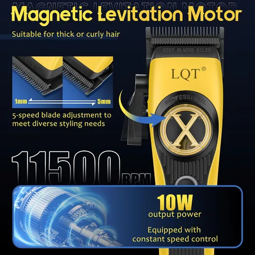 Miniatura 3 de Cortapelos profesionales recargables para hombres, juego de cortapelos inalámbrico de 9000 RPM con recortador, estuche y potente motor para cortar