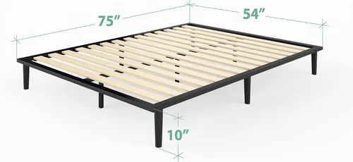 Miniatura 2 de Zinus Parker - Cama de plataforma con patas cónicas, soporte de listones de madera, no necesita somier, fácil montaje, tamaño matrimonial