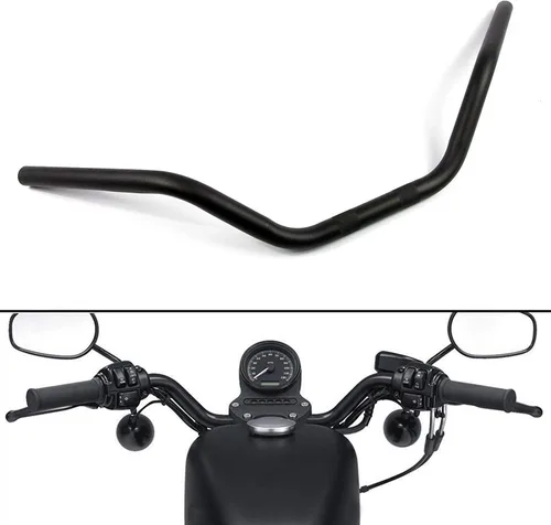 Miniatura 10 de Manubrio para Motocicleta 1 pulgada 25mm Ace Cafe Racer Clubman Compatible con Harley Sportster XL883 XL1200 (Negro Bajo)