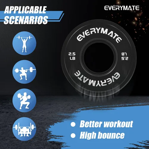 Miniatura 3 de EVERYMATE Juego de placas de peso de cambio negro, 1.25 libras, 2.5 libras, 5 libras, juego de placas olímpicas fraccionarias para entrenamiento 2.5