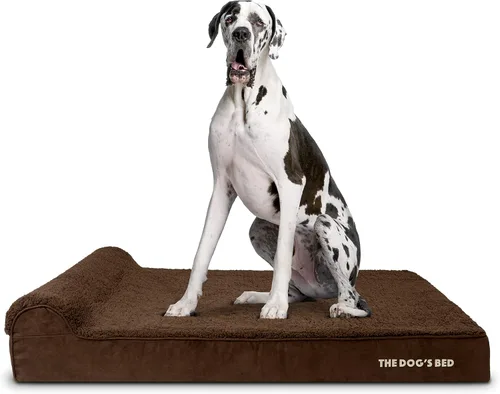 Miniatura 43 de The Dog's Bed - Cama Ortopédica para Perros con Reposacabezas XL Negra de Felpa, Espuma Viscoelástica, Alivio del Dolor para Artritis, Displasia