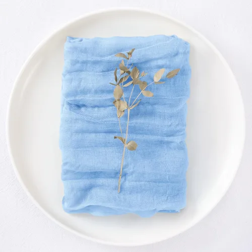 Miniatura 5 de DeZerlor Paquete de 12 servilletas de tela de estopilla de color azul claro, juego de 12 servilletas de cena a granel de 21 x 21 pulgadas
