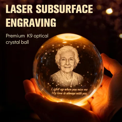 Miniatura 4 de Lámpara de bola de fotos de cristal 3D personalizada, regalo conmemorativo personalizado para recuerdo de Navidad, globo de cristal grabado