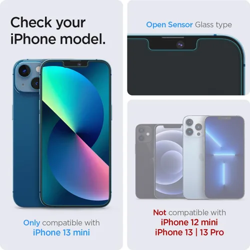Miniatura 2 de Spigen Protector de pantalla de vidrio templado [GlasTR EZ FIT] diseñado para iPhone 13 Mini [compatible con fundas], paquete de 2