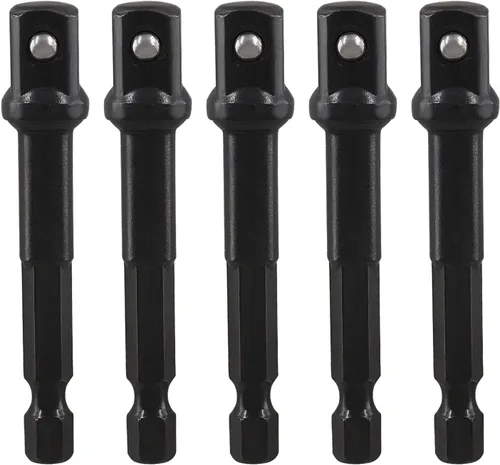 Biaungdo Adaptador de broca cuadrada, 5 piezas de extensión de enchufe de impacto hexagonal de 3/8, adaptador de enchufe de impacto para taladros de