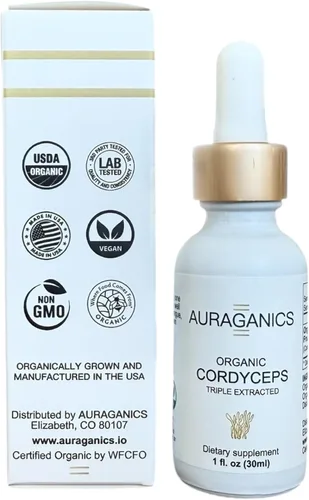 Miniatura 5 de Tintura corporal fructífera de hongos Cordyceps orgánicos de triple extracción Cultivado en Estados Unidos y certificado orgánico Uso