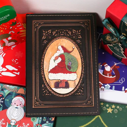 Miniatura 4 de Diario sin forro – Regalo de Papá Noel de Navidad y regalo 3D en relieve de tapa dura, cuaderno de bocetos A5 en blanco, 8.4 x 5.7 pulgadas