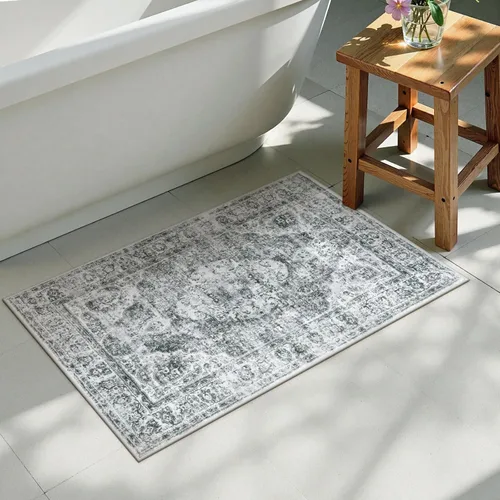 Miniatura 46 de Uphome Tapete de baño color naranja, estilo bohemio y envejecido, tapete de baño pequeño de terciopelo súper acogedor, antideslizante, lavable a