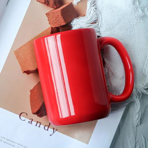 Miniatura 5 de Tazas de café de porcelana de 16 onzas, taza clásica de cerámica en blanco con mango grande para té y café con leche, capuchino, juego de 4, rojo