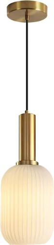 Miniatura 14 de KCO Lighting Lámpara Colgante Mini de Cristal Ahumado, Accesorio de Iluminación de 1 Luz Oro Cepillado, Luces Colgantes para Isla de Cocina