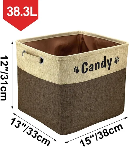 Miniatura 6 de PET ARTIST - Cesta plegable de almacenamiento de juguetes con nombre personalizado de la mascota - Organizador de caja rectangular para juguetes