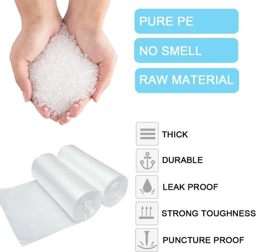 Miniatura 2 de Bolsas de basura pequeñas de plástico de 2 galones, 7.5 litros, bolsas de basura transparentes para el hogar, oficina, baño, 100