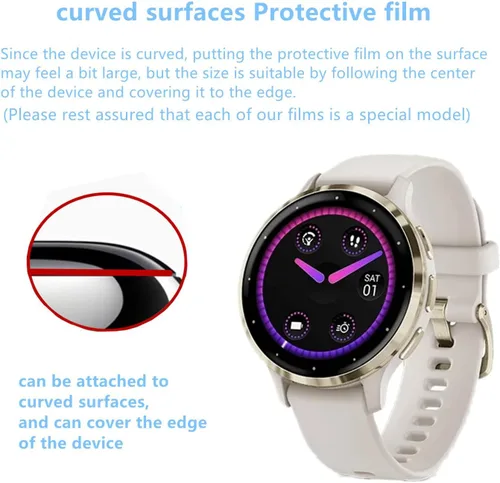 Miniatura 5 de Compatible con Garmin Venu 3S / Venu 4 1.614 in / vivoactive 6 / vivoactive 5 protector de pantalla (paquete de 4) Smart Watch flexible cobertura