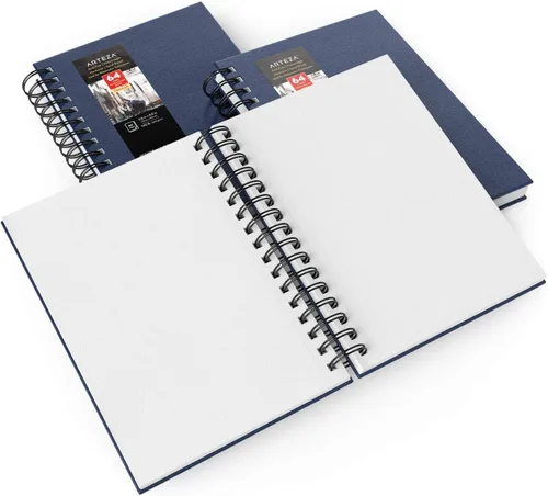 Miniatura 3 de ARTEZA Cuadernos de bocetos de acuarela, juego de 3, 64 páginas por libro, 5.5 x 8.5 pulgadas, cuadernos de espiral de tapa dura azul, papel
