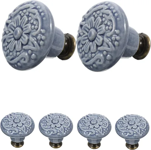 Uonlytech 6 tiradores de cerámica para puerta de gabinete, pomos de cerámica para gabinetes, manijas de gabinete de baño, manijas de cajón, manijas