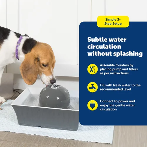 Miniatura 5 de PetSafe Drinkwell - Fuente de agua de cerámica para mascotas, dispensador automático silencioso de 70 onzas para gatos y perros con filtros, diseño