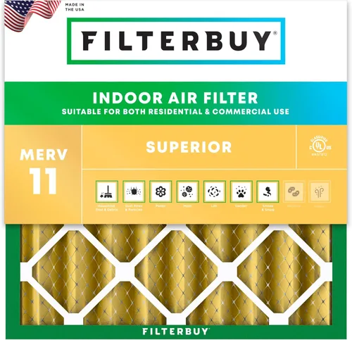 Miniatura 17 de Filterbuy Filtro de aire 8x14x1 pulgadas MERV 11 Defensa Superior contra Mascotas y Alergias (Paquete de 1), Filtros de Repuesto Electrostáticos