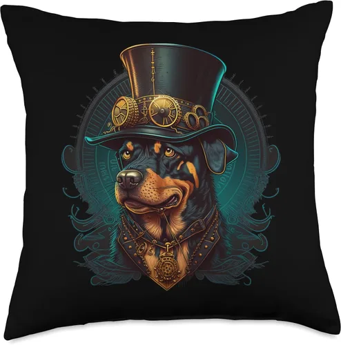 Miniatura 5 de Rottweiler lover apparel for Rottweiler owner Steampunk Rottweiler - Almohada de 16 x 16 pulgadas, multicolor