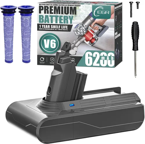 Miniatura 13 de EGR Repuesto de batería premium de 6200 mAh V6 compatible con Dyson V6 Animal V6 Absolute V6 Motorhead V6 Fluffy SV03 SV04 SV05 SV06 SV07 SV09 DC58